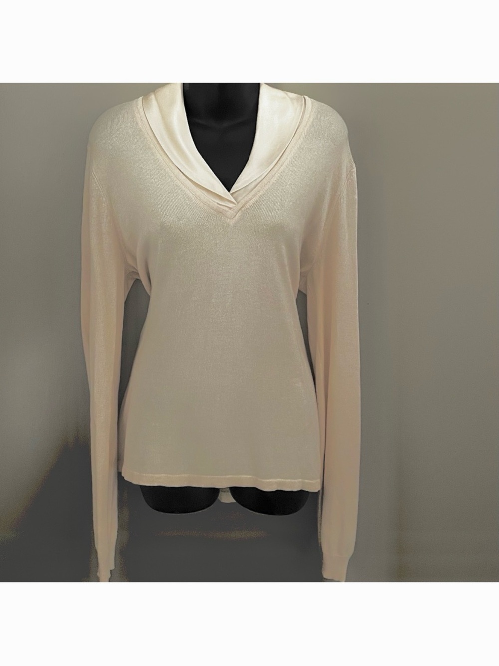 Ralph Lauren Cream Silk Collared Sweater
